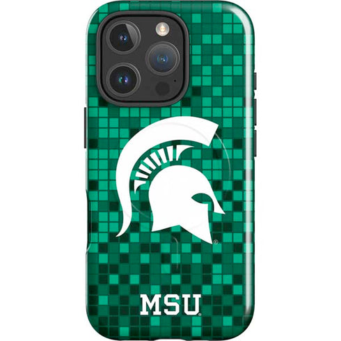 Michigan State University Spartans Digital Pixels iPhone 16 Pro Magsafe Impact Case
